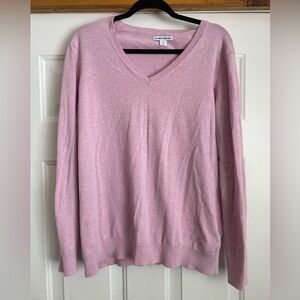 Elegant V-Neck Sweater in Soft Pink, Sz XXL